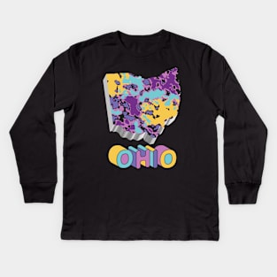 Ohio State Map Abstract Art Kids Long Sleeve T-Shirt